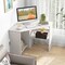 Costway Corner Computer Desk Triangle Writing Workstation w/ Storage Shelf White\Black